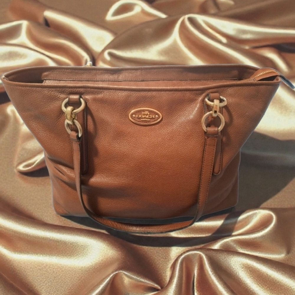 👜Coach Chicago Ellis Saddle Brown Pebbled Leather Tote Bag 33961